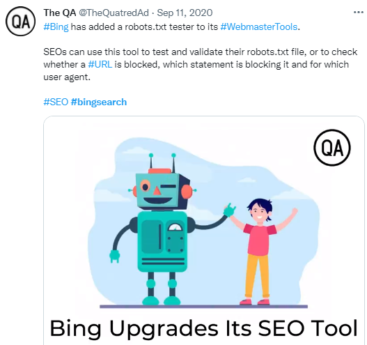 Tweet about Bing SEO