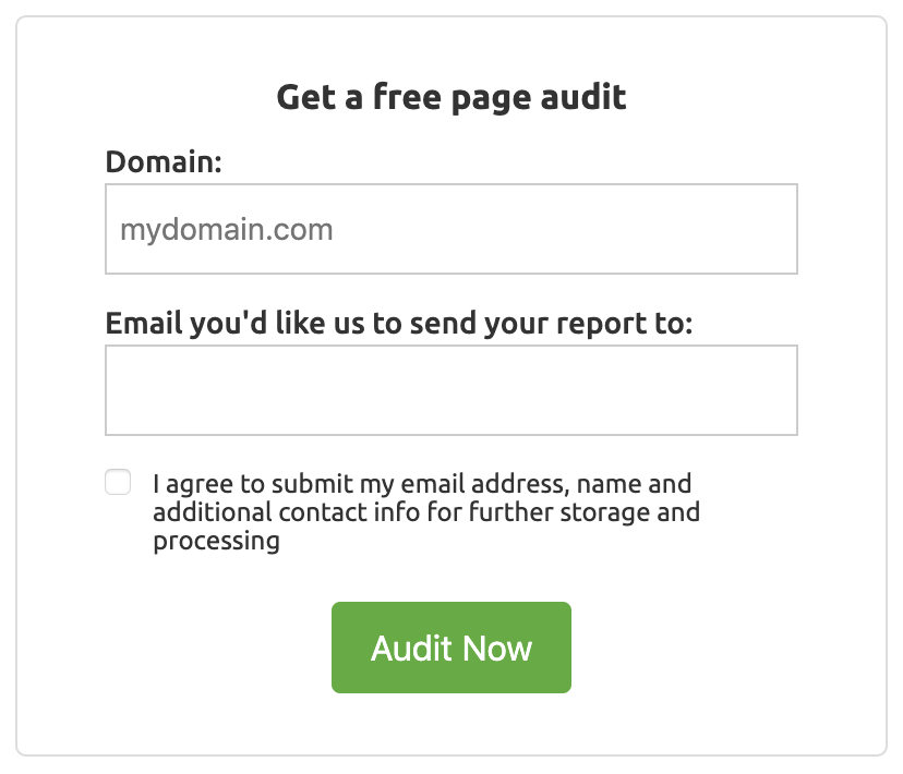 Free page audit sign-up form