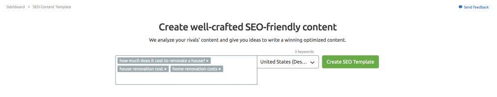 SEMrush create seo template screenshot