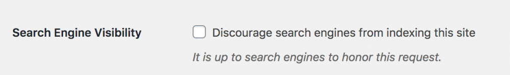 search engine visibility checkbox for WordPress SEO