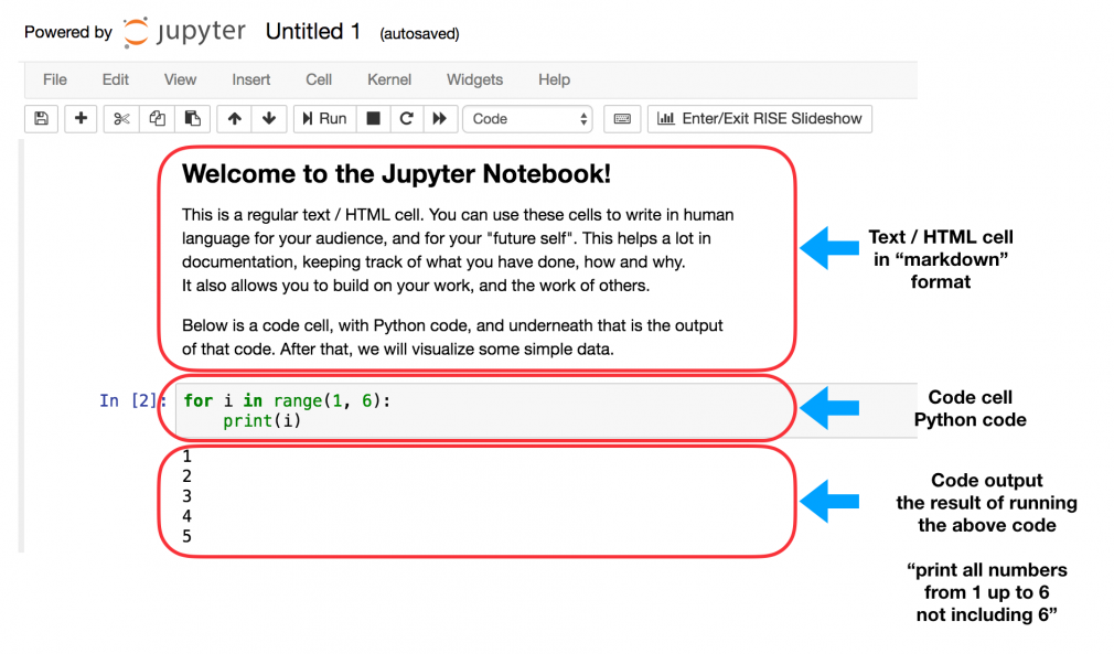 Code- und Markdown-Zellen in Jupyter Notebook