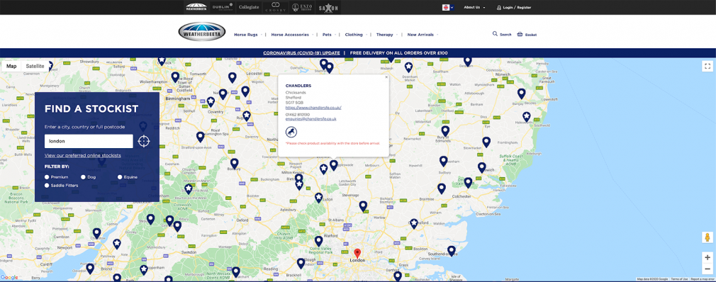 Example of finding a supplier page for backlinks