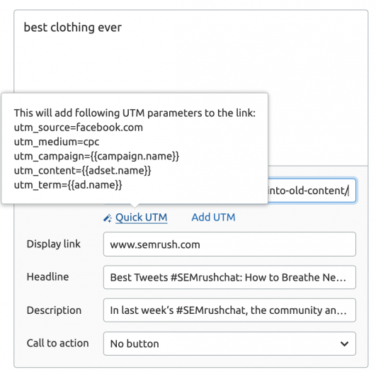dynamic utms facebook ads