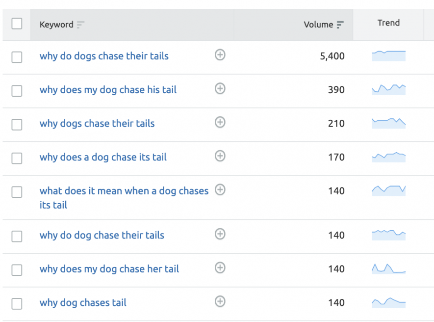 Question queries in Keyword Magic Tool