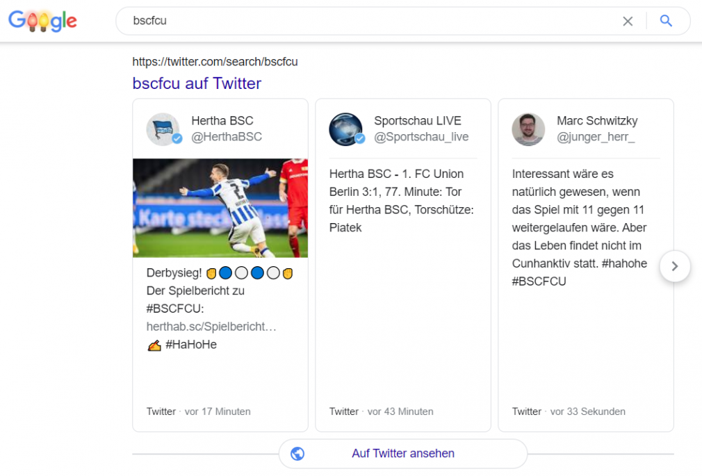 SERP-Funktion Twitter