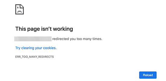 Error Too Many Redirects in Google Chrome
