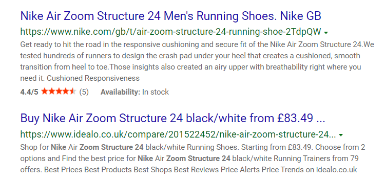 Nike review schema