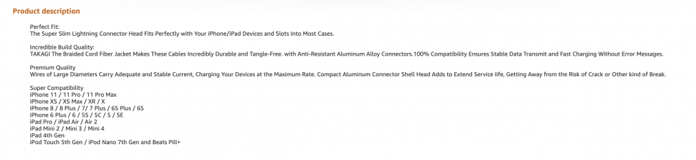 amazon product description