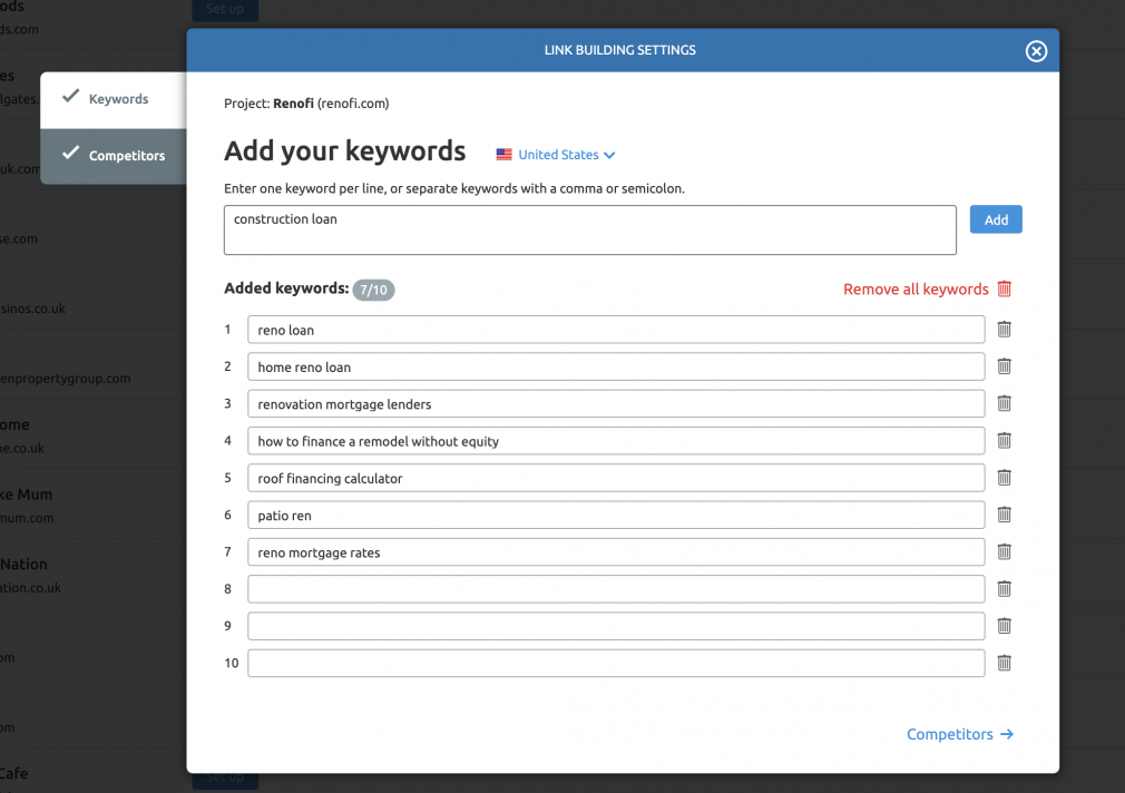 Link Building Tool Keywords