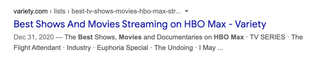 best streaming shows hbo max serp screenshot