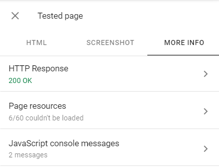 URL inspection live test data