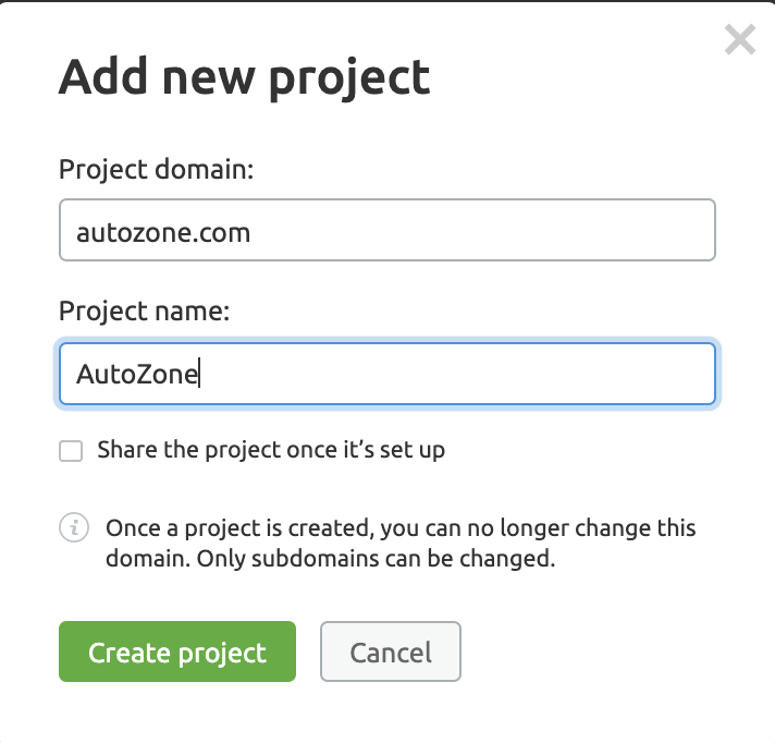 Adding a project to the position tracking tool