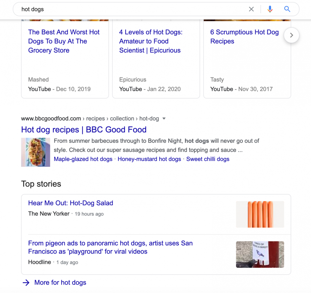 Google Top Stories SERP Feature in the middle of a SERP