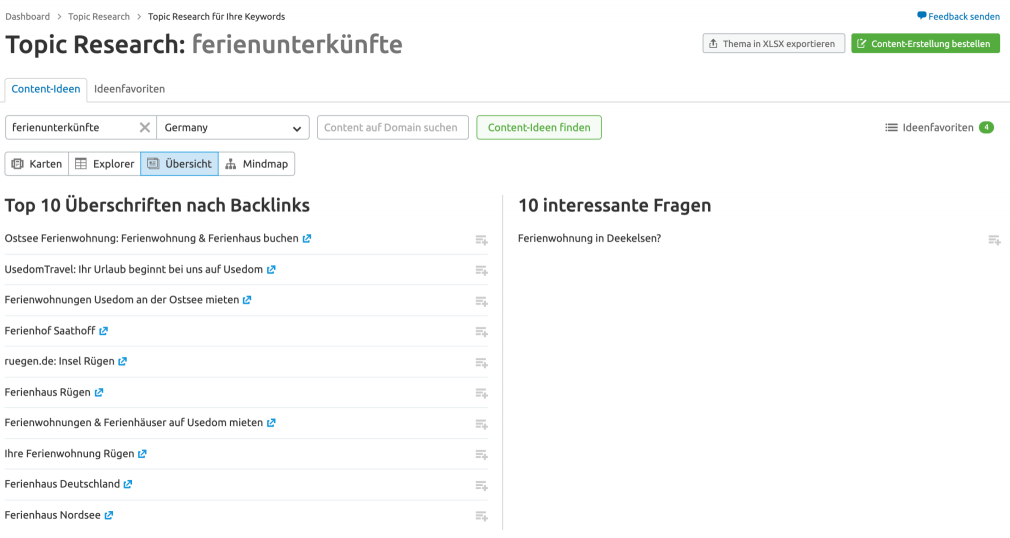 Semrush Topic Research Beispiel