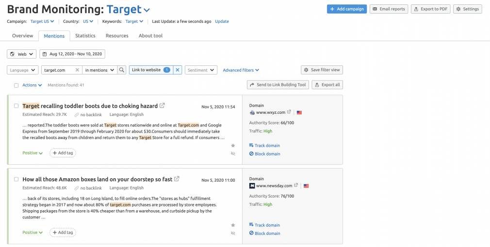Target Brand Mentions
