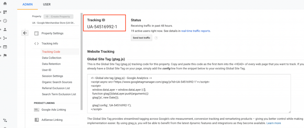 google analytics tracking id