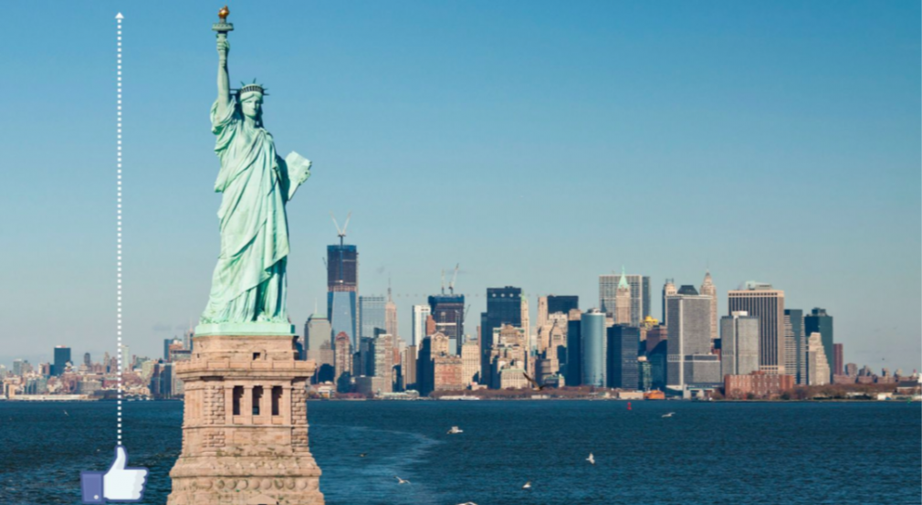 Feed d’actualités Facebook à la hauteur de la statue de la liberté