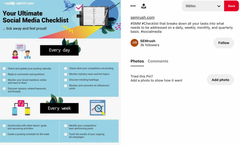 semrush social media checklist