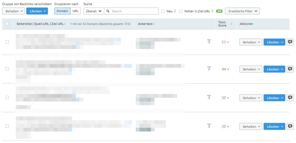 Backlink Audit: Linkliste