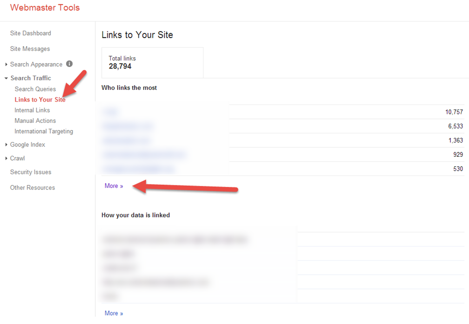 links to your site in search console