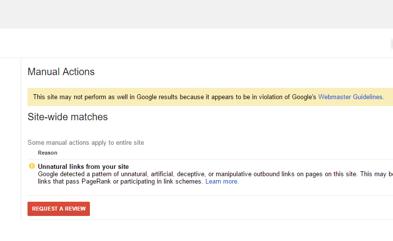 search console manual action message