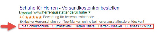 Google Ads Sitelink-Erweiterungen