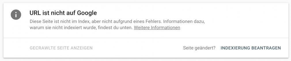 Google zeigt, dass eine URL nicht indexiert ist