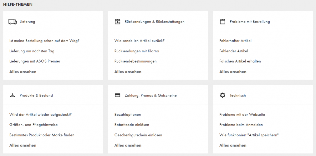 FAQ von ASOS