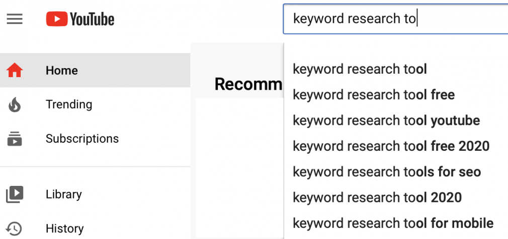 Example of YouTube Auto-suggest