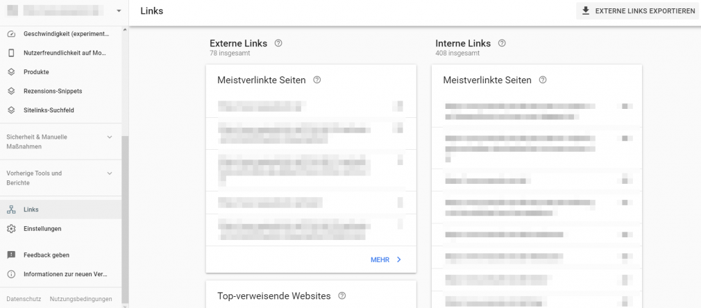 Links in der Google Search Console