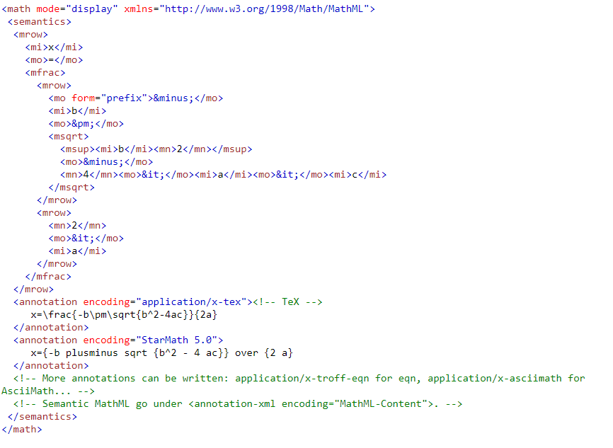 mathml code example