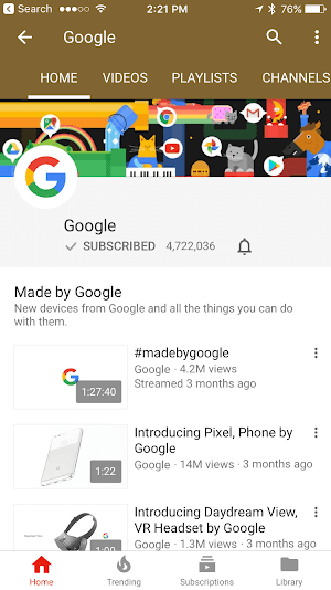 How YouTube art looks on a mobile screen