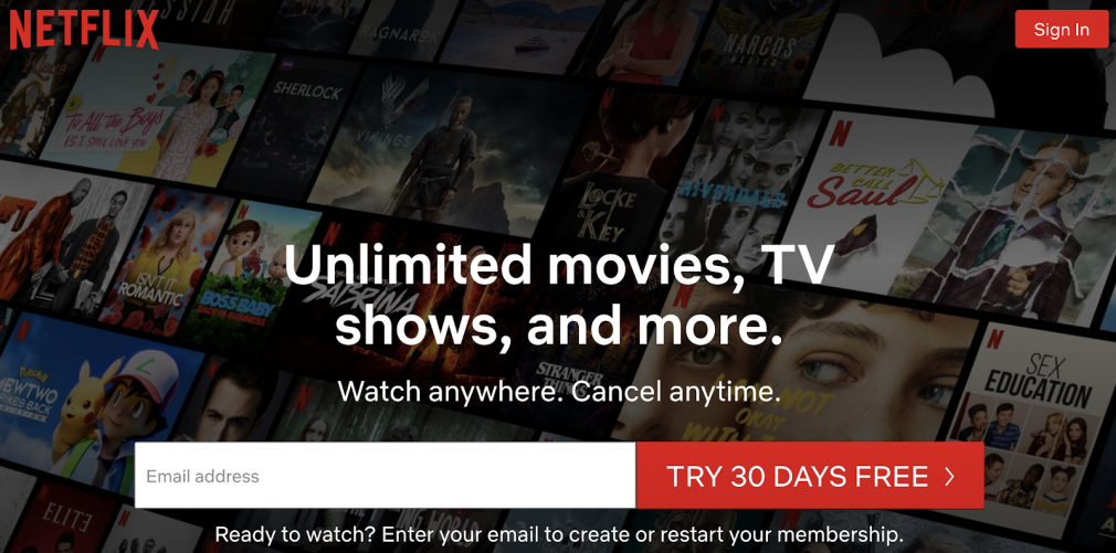Netflix free trial example
