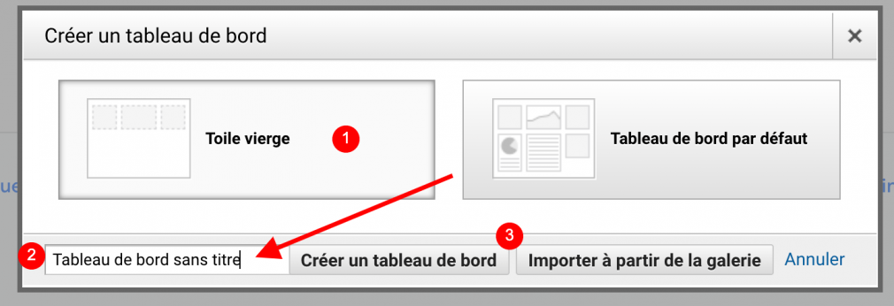 créer un tableau de bord