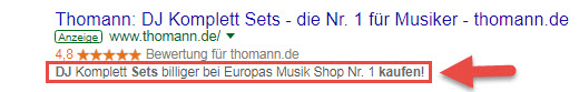 Call-To-Action in Google Ads Anzeige