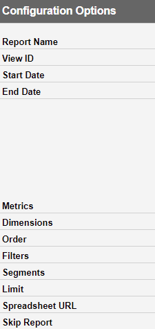 report configuration sidebar
