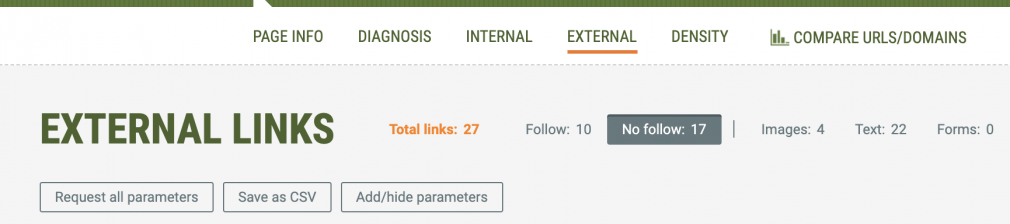Opciones nofollow en SEO quake