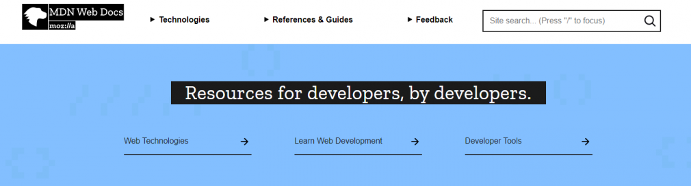 mozilla web docs homepage