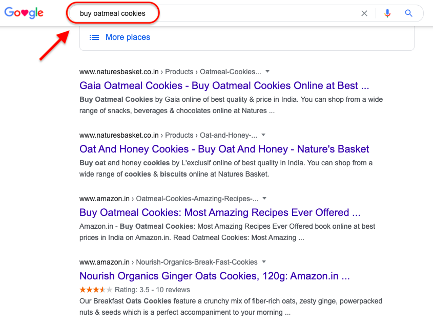 Search Intent Example - Transactional Intent
