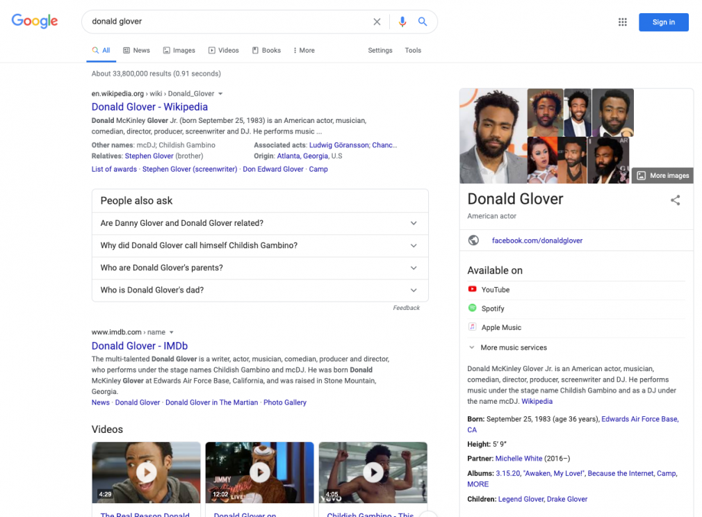 An example of a Google SERP