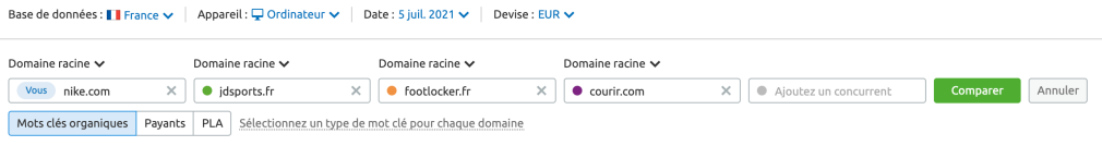outil possibilités de mots clés