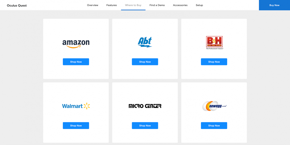 A where to buy page with backlinks to retailers
