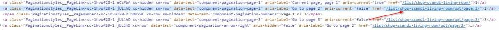 href links to each page in the sequence