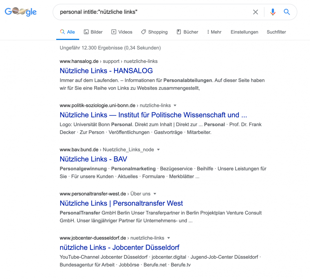 Suchoperatoren für Linkbuilding