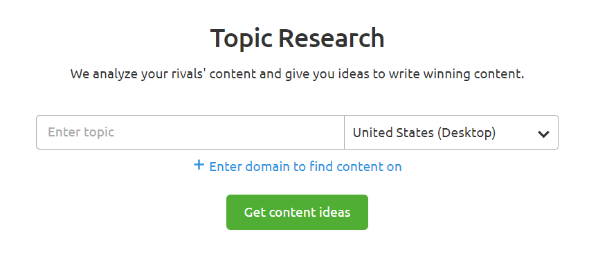 SEMrush’s Topic Research Tool
