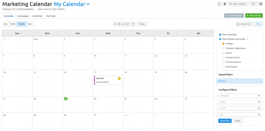 Agency Project Management Software. Calendar