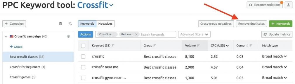 PPC Keyword Tool Recommendations representation  7