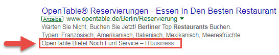 Google Ads Rezensionserweiterung