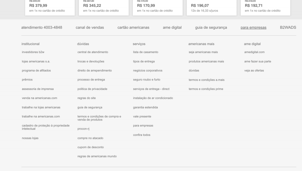 Sitemap loja Americanas