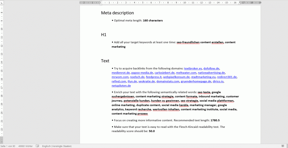 SEO Writing Assistant Report